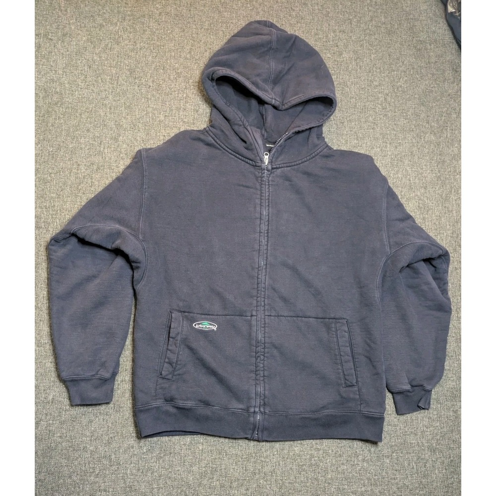 Arborwear Double Thick Hoodie Mens Size Large Navy Blue Full Zip Work Jacket